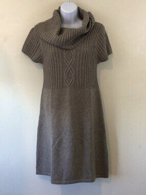 Tom Tailor Angora Wool Short Sleeve Turtleneck Cable Knit Sweater Dress